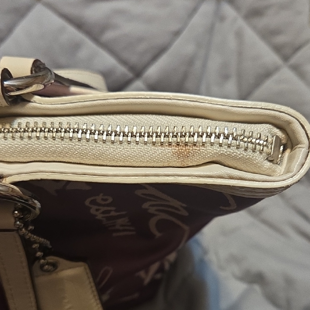 Coach Purple and Cream Shoulder Bag - Picture 8 of 14
